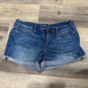 J.CREW Womens Denim Shorts Size 32 Medium Blue Cuffed Frayed Hem